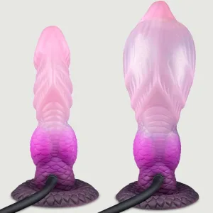 Dildo gonflabil cu ventuză 21 x 4,2 cm - roz - Snake Skin Monster