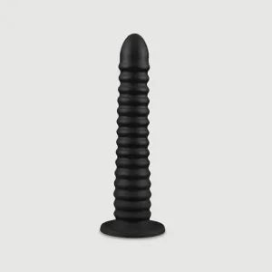 Deep Fuck Dildo din silicon lichid flexibil cu nervuri 31 x 4,4 cm - Negru