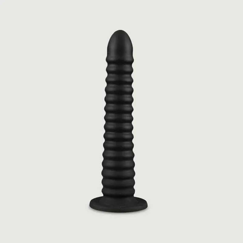 Deep Fuck Dildo din silicon lichid flexibil cu nervuri 31 x 4,4 cm - Negru — preț și oferte