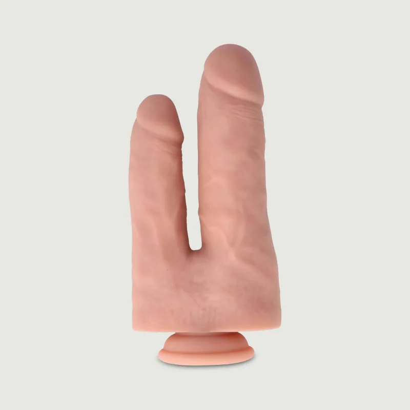 Dildo realist din silicon cu două straturi și două capete cu ventuză 22 cm - Carnea — preț și oferte