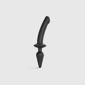 Switch Plug In Dildo mare semi-realist cu Butt Plug - negru