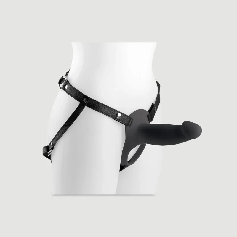 H4 Hollow Vibrating curea mare din silicon cu ham - negru — preț și oferte