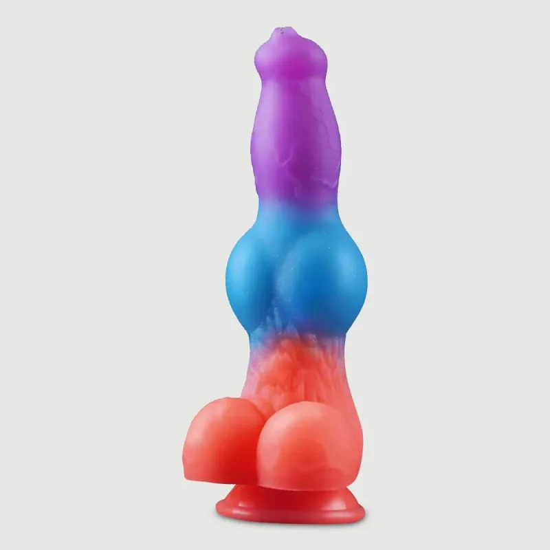 Dildo din silicon care strălucește în întuneric cu ventuză - Multicolor — preț și oferte