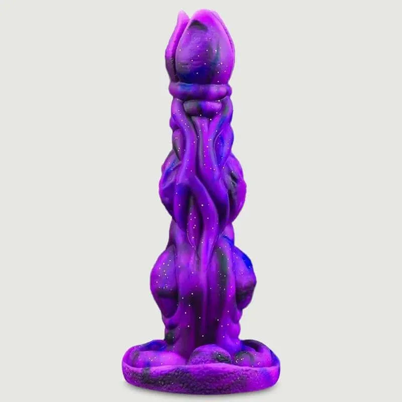 Dildo cu vârf deschis din silicon Monster cu ventuză 23 x 5,4 cm - Violet — preț și oferte