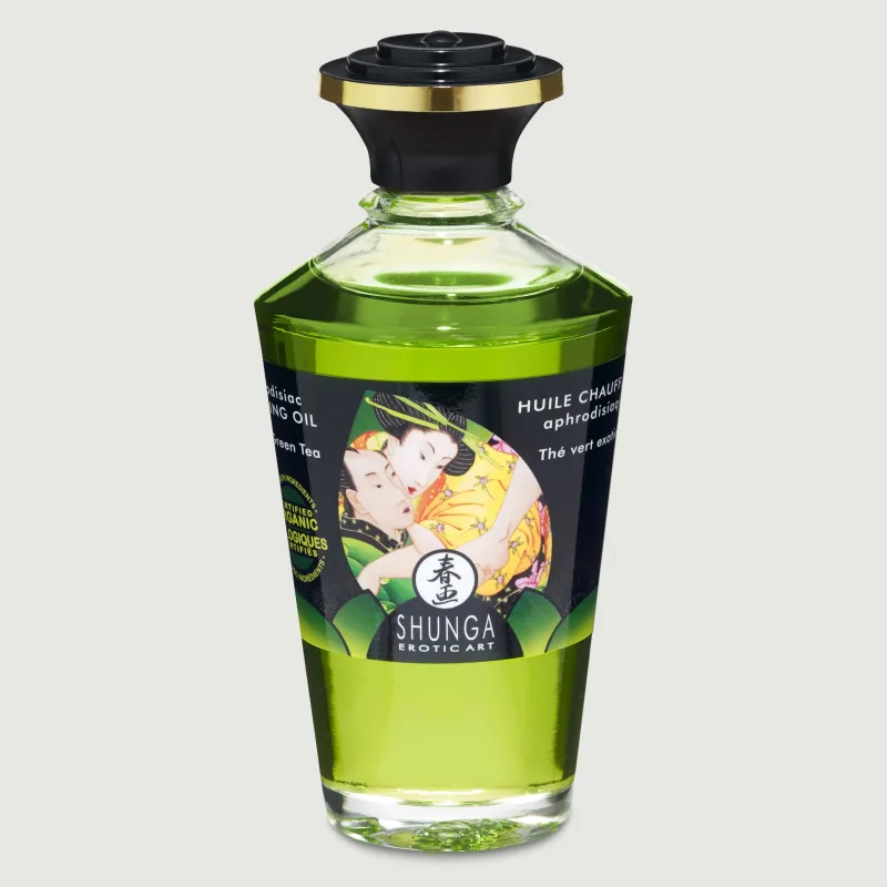 Shunga Aphrodisiac & Kissable Warming Oil Exotic Green Tea - 100 ml — preț și oferte