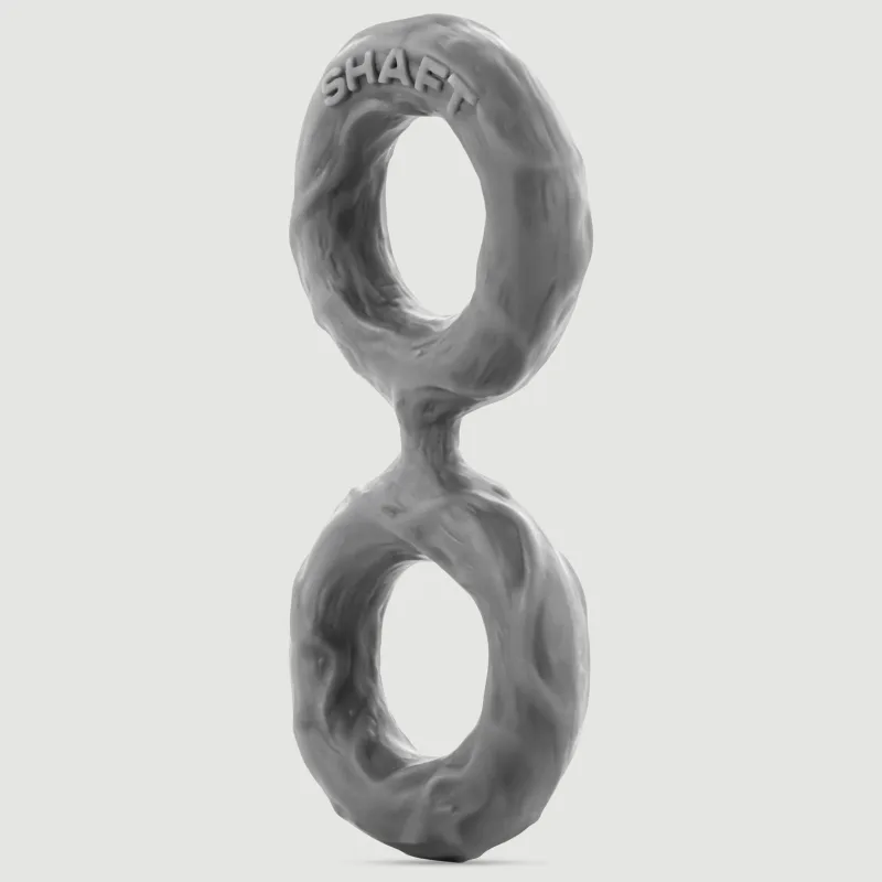Shaft 3D silicon lichid Inel mare dublu pentru penis și biluțe - gri — preț și oferte