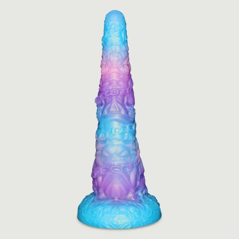 Dildo anal uriaș cu deschidere din silicon 39 x 7 cm - roz/albastru — preț și oferte