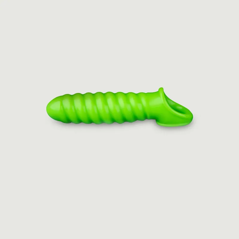 Teacă extensibilă pentru penis cu vârtej strălucitor în întuneric - verde — preț și oferte