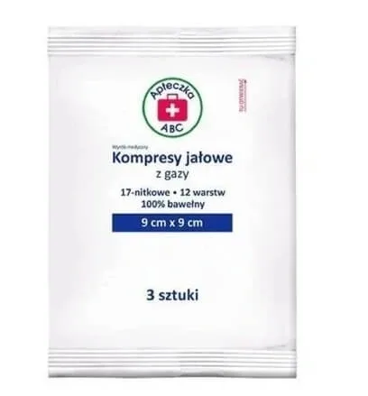 Tampoane de tifon steril, cu 17 fire, 12 straturi, 9x9 cm, trusă de prim ajutor ABC, 3 articole Apteczka ABC — preț și oferte