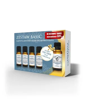 Set de uleiuri naturale Eucalipt de bază 10 ml + Pin 10 ml + Lavandă 10 ml + Portocală 10 ml + Tea Tree 30 ml