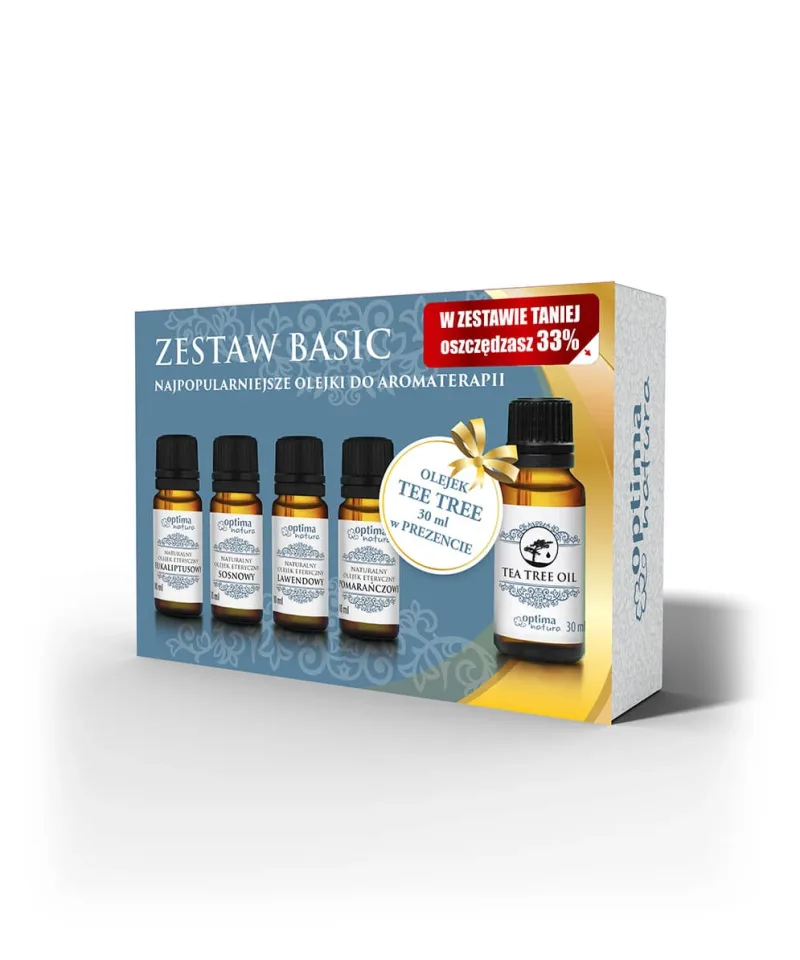 Set de uleiuri naturale Eucalipt de bază 10 ml + Pin 10 ml + Lavandă 10 ml + Portocală 10 ml + Tea Tree 30 ml Naturalny Olejek — preț și oferte