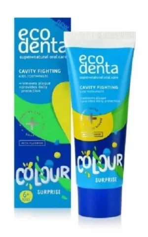 Pastă de dinți pentru copii împotriva cariilor dentare surpriză colorată 75 ml Ecodenta