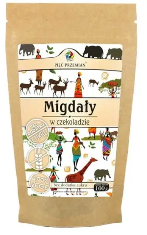 Migdale acoperite cu ciocolată fără gluten, fără zahăr 100g FIVE CHANGES