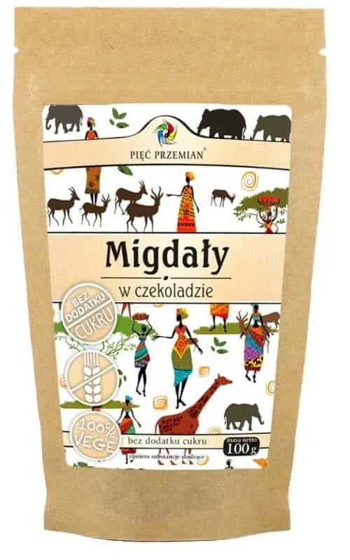Migdale acoperite cu ciocolată fără gluten, fără zahăr 100g FIVE CHANGES — preț și oferte