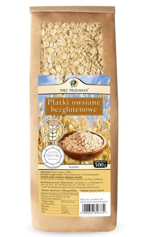 Fulgi de ovăz fără gluten JUMBO 500g FIVE CHANGES — preț și oferte