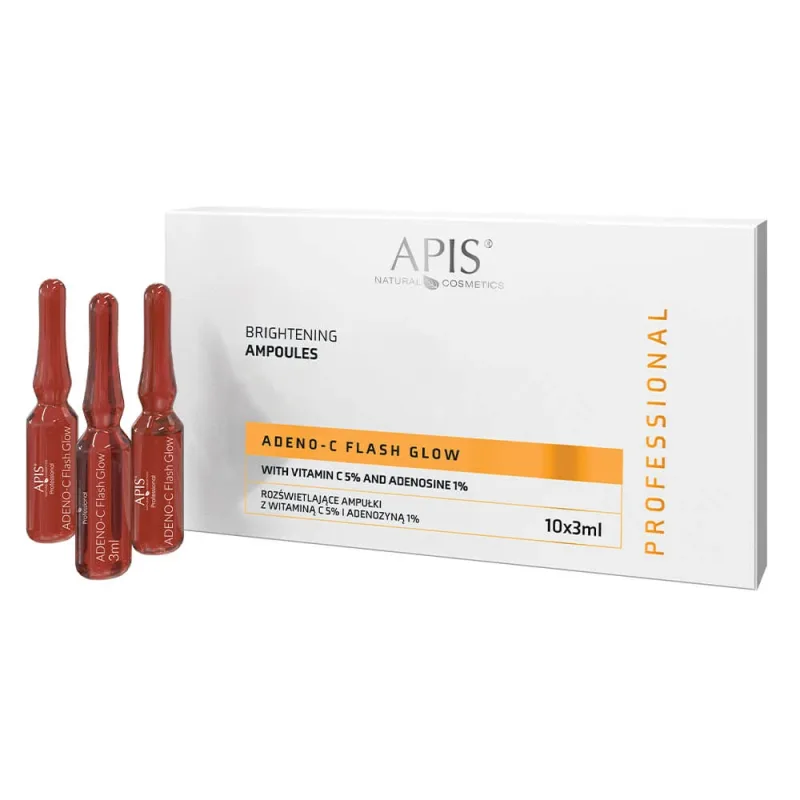 Apis Adeno-C Flash Glow, fiole faciale iluminatoare cu vitamina C și adenozină, 10 x 3 ml — preț și oferte