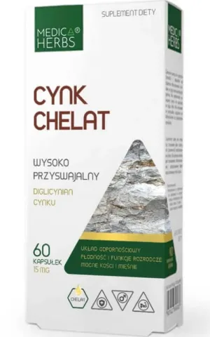 Zinc chelat - diglicinat de zinc 15mg, 60 capsule Medica Herbs