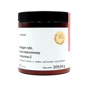 Sundose For Skin Anti-Aging, colagen de pește, acid hialuronic și vitamina C, aromă de zmeură și lămâie, 309.04 g