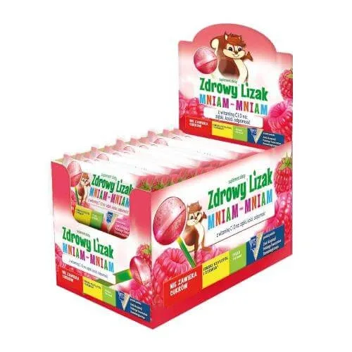 Healthy Yummy Yummy Raspberry Lollipop, formă de minge, 40 buc Starpharma — preț și oferte