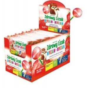 Healthy Yummy Yummy Lollipop pentru imunitate în formă de minge de căpșuni, 40 buc