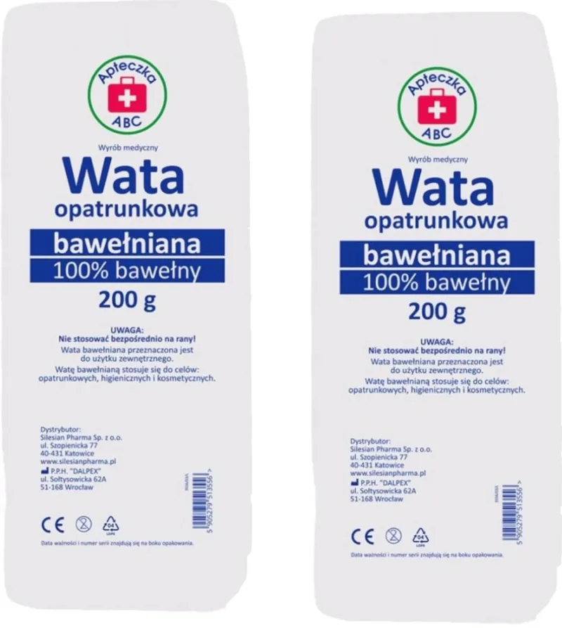 ABC trusă de prim ajutor Vată de bumbac 200 g Multi-pack × 2 — preț și oferte