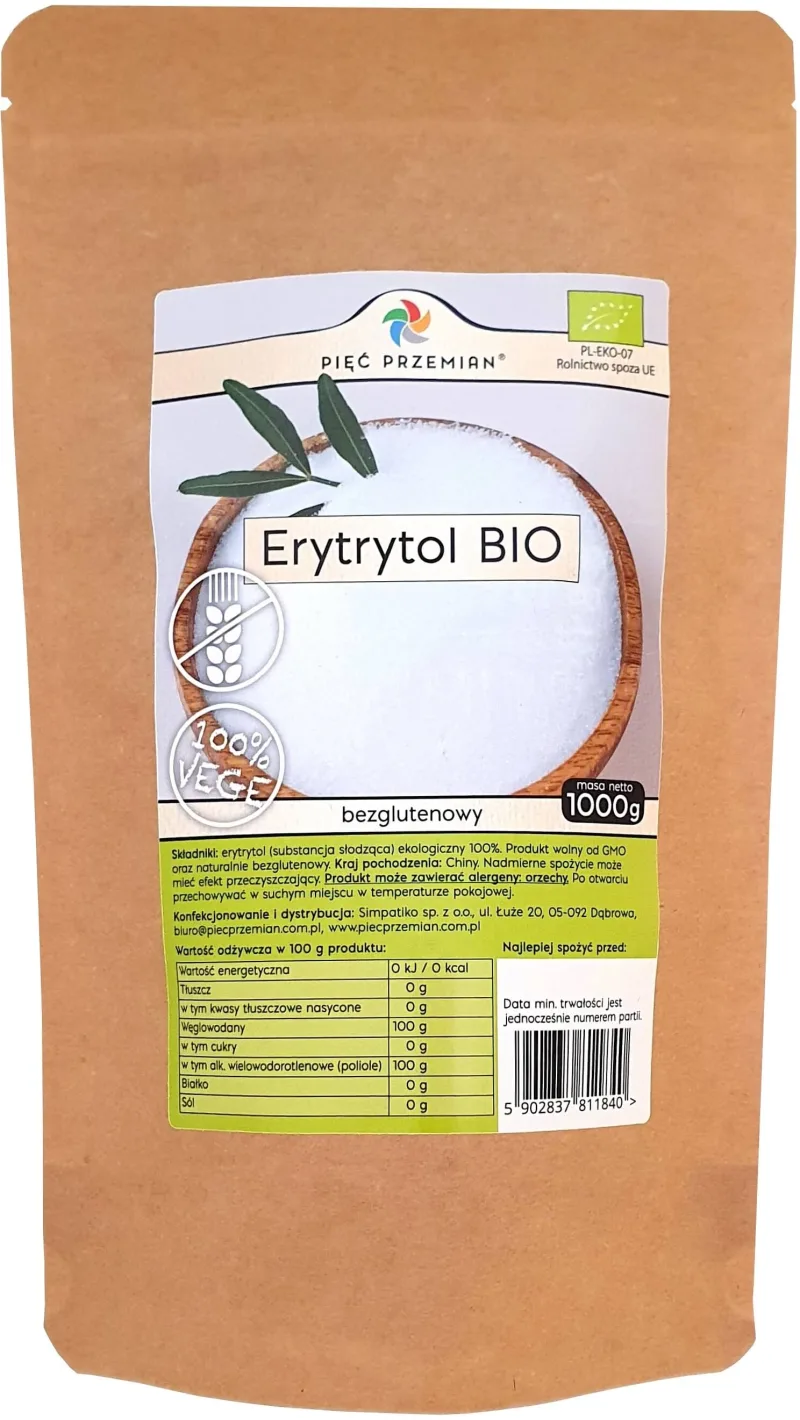 Cinci transformări Erythritol BIO 1000 g — preț și oferte