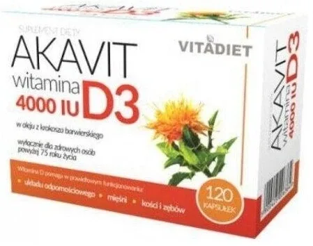 Vitadiet Akavit vitamina D3 4000 UI 120 capsule — preț și oferte