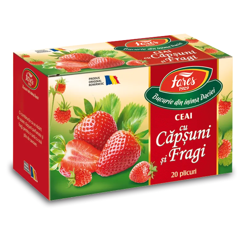 Ceai cu capsuni si fragi, ceai la plic, Fares | 20 plicuri — preț și oferte