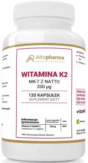 Altopharma Vitamina K2 MK-7 cu NATTO 200mcg 120 capsule.