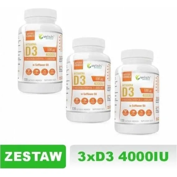 Wish Vitamina D3 4000IU 3 x 120 capsule moi — preț și oferte