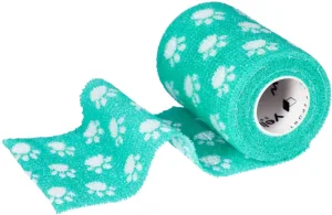 Bandaj adeziv YellowBand 7,5 cm x 4,5 m Verde cu amprente de lăbuțe ...