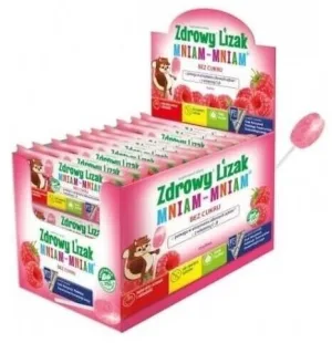 Lollipop sănătos Yummy Yummy aromă de zmeură 40 bucăți