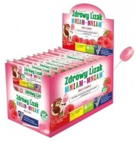 Lollipop sănătos Yummy Yummy aromă de zmeură 40 bucăți — preț și oferte