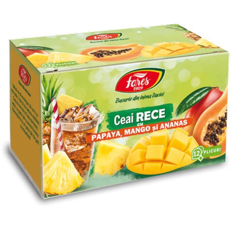 Ceai rece cu papaya mango si ananas, Fares | 12 plicuri — preț și oferte