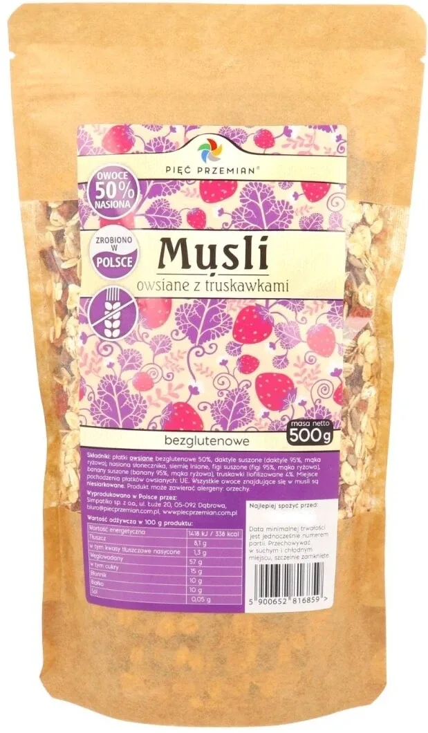 Five Transformations Muesli de ovăz fără gluten cu căpșuni 500 g — preț și oferte