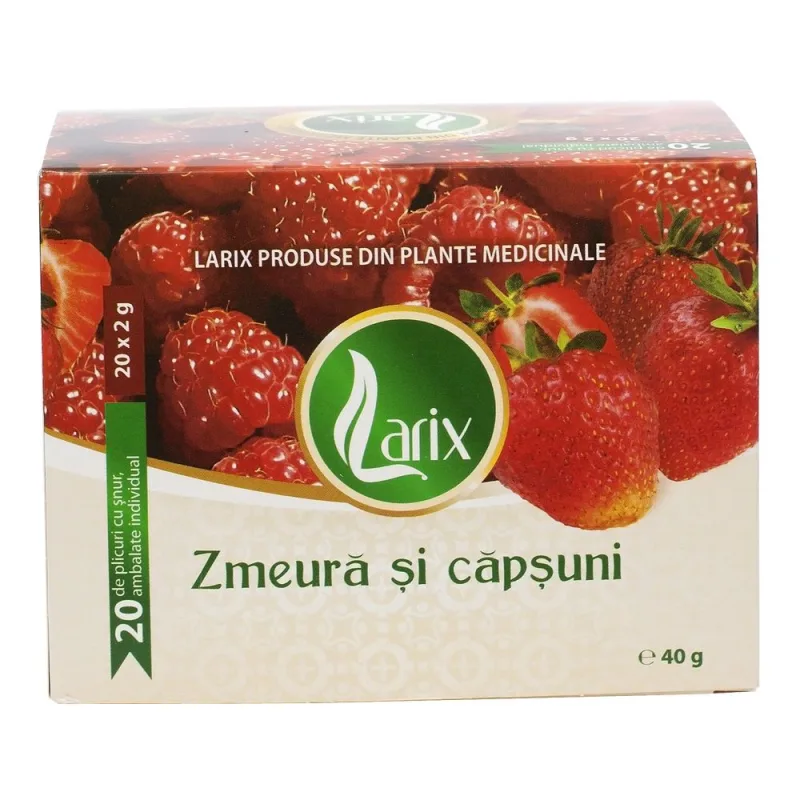 Ceai Zmeura si Capsuni, Larix | 20 plicuri cu supraplic LARIX INFINITY — preț și oferte