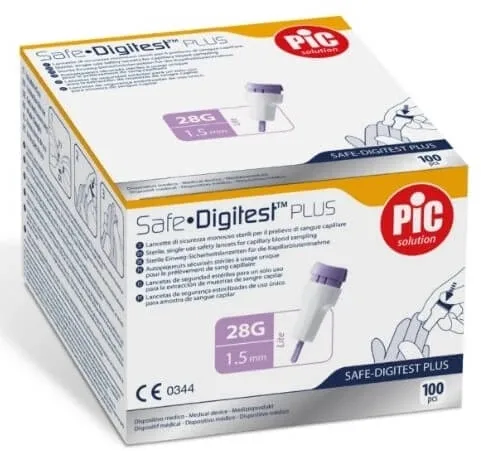 PIC Safe Digitest Plus Lancete 28 G x 1.5 mm, 100 bucăți — preț și oferte