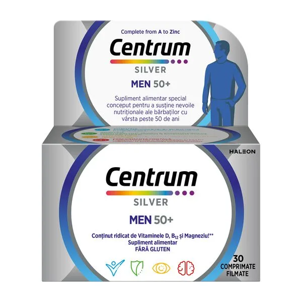 Centrum Silver pentru barbati 50+, Haleon | 30 comprimate — preț și oferte