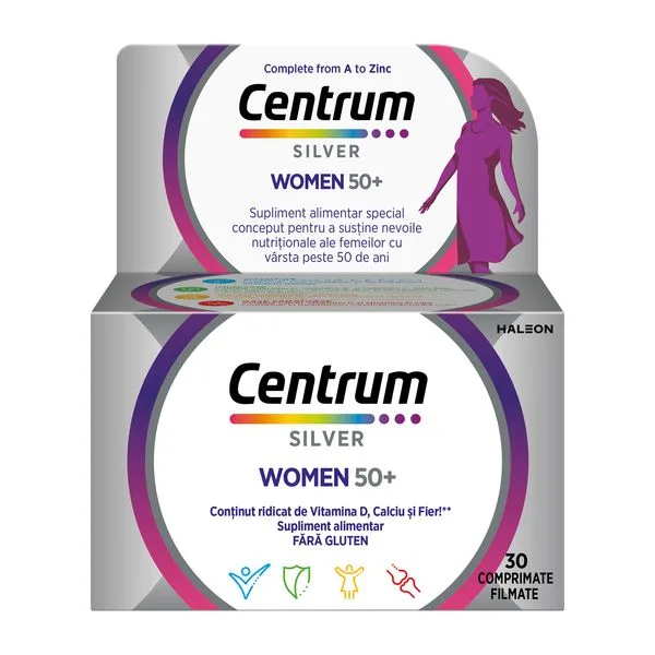 Centrum Silver pentru femei 50+, Haleon | 30 comprimate — preț și oferte