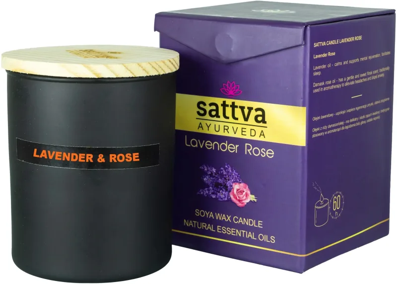 Sattva Candle Lumânare de soia Lavandă și trandafir indian 200ml Sattva Ayurveda — preț și oferte