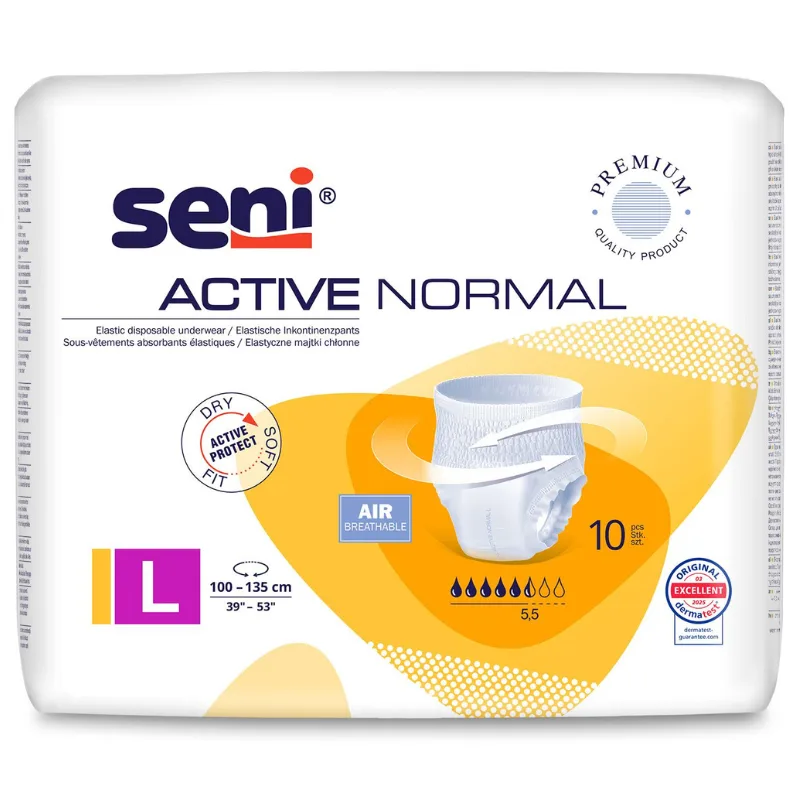 Chilot elastic absorbant SENI Active Normal, Large, TZMO | 10 bucati TZMO SA — preț și oferte