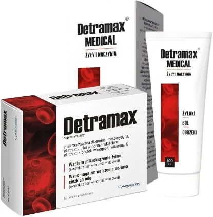 Detramax 60 comprimate + Detramax Medical Gel pentru vene varicoase, durere, ... — preț și oferte