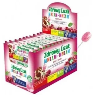 Lollipop sănătos Yummy Yummy cu aromă de cireșe spumante 40 bucăți