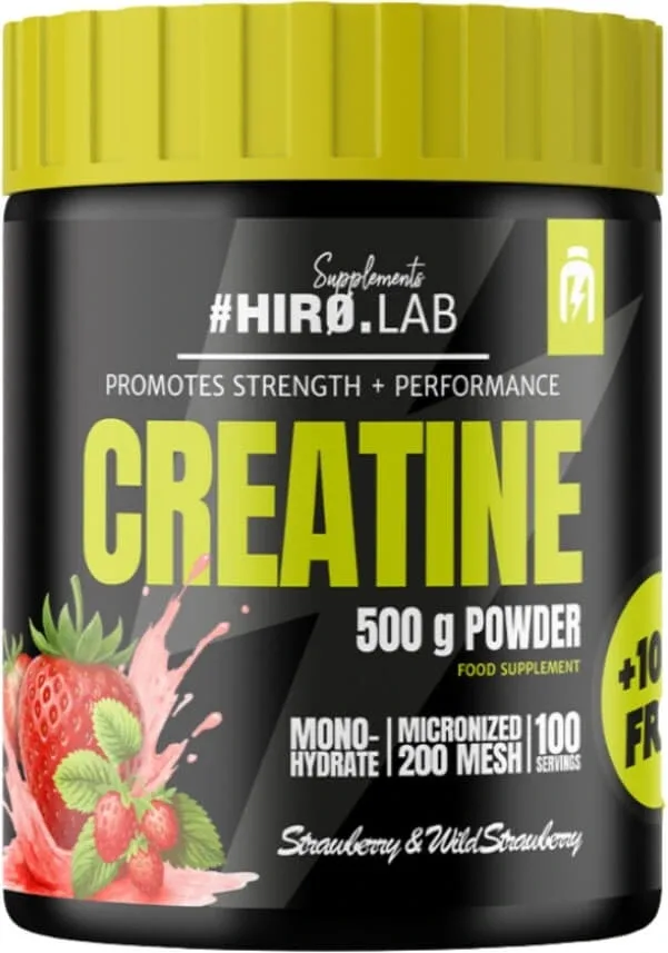 HIRO.LAB Creatină cu aromă de căpșuni și căpșuni 500g — preț și oferte