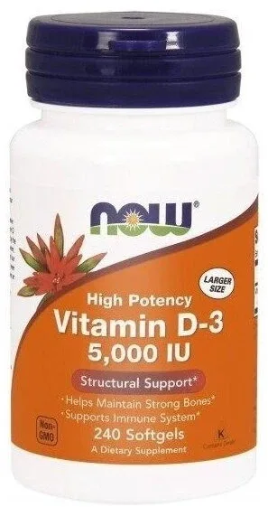NOW FOODS Vitamina D-3 5000 UI 240 capsule — preț și oferte
