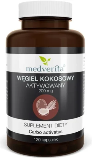 Medverita Nucă de cocos cărbune activ 200 mg 120 capsule