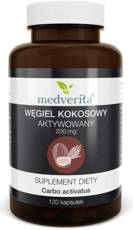 Medverita Nucă de cocos cărbune activ 200 mg 120 capsule — preț și oferte