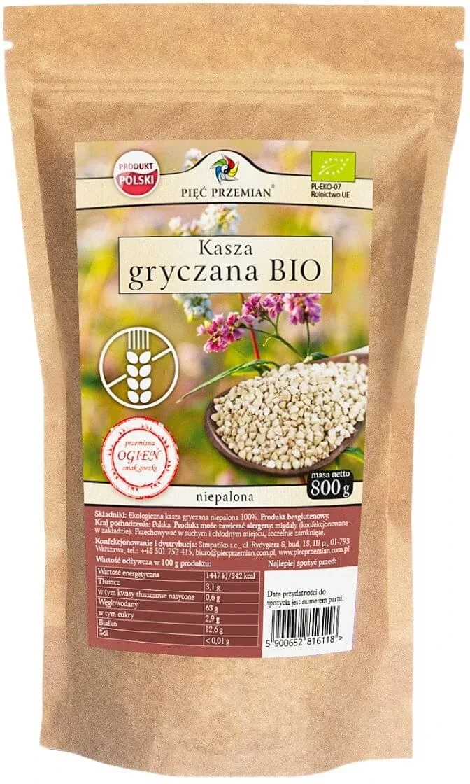 Cinci transformări Fără gluten, griș alb de hrișcă BIO 800 g — preț și oferte