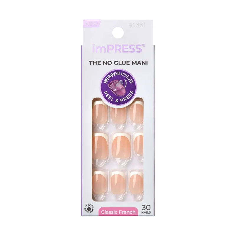 Unghii cu aplicare prin presare imPRESS Classic French, Model, 1 set, Kiss — preț și oferte