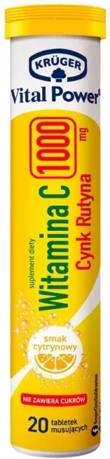 Kruger Vital Power Vitamina C 1000 mg Zinc Rutin aromă ...